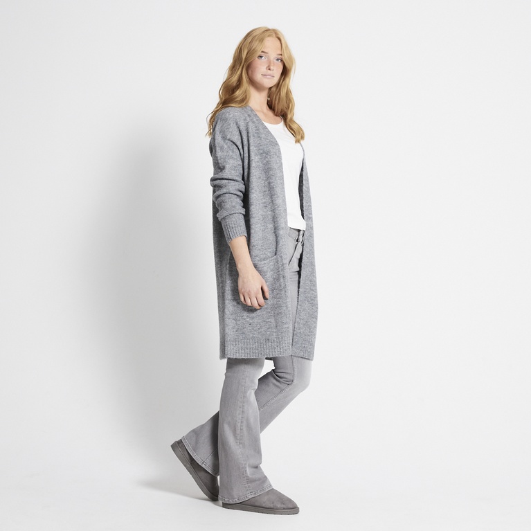 Basic knit long cardigan "Carrie" Dk Grey melange
